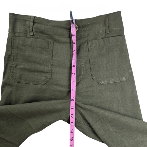 Anthropologie Maeve The Colette Crop Wide-Leg Pants Olive Green - Picture 11 of 14